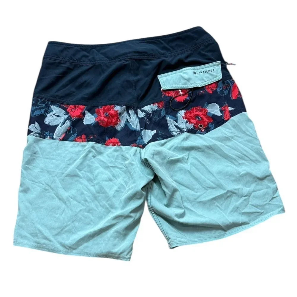 Quicksilver Blue & Green Floral Board Shorts